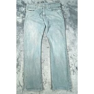 Projek Raw Jeans Mens 38x31 Green Jeans Sun Faded Straight Denim Y2K Gorpcore